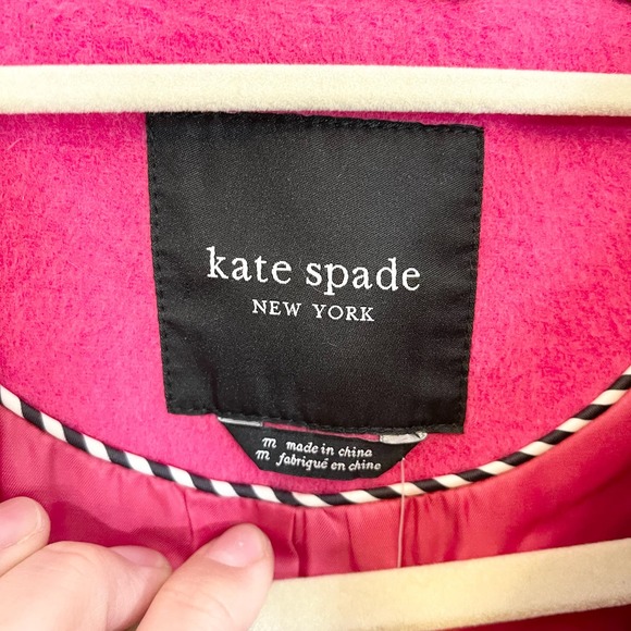KATE SPADE New York Pink Wool Blend Stand Collar Over Coat Jacket Medium NWT - Picture 7 of 9